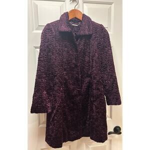 White House Black Market Plum Persion Faux Fur Coat, Size SP